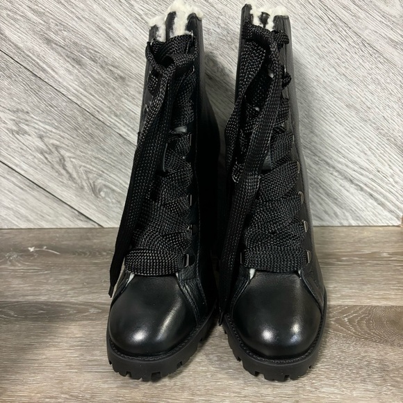 SCHUTZ | Zhara Winter Heeled Boots Lug Sole Leather Size 9.5 NEW - Picture 3 of 14